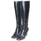 Chanel Coco Mark Side Zip All Leather Long Boots Black — view 2