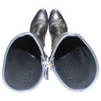 Chanel Coco Mark Side Zip All Leather Long Boots Black — view 4