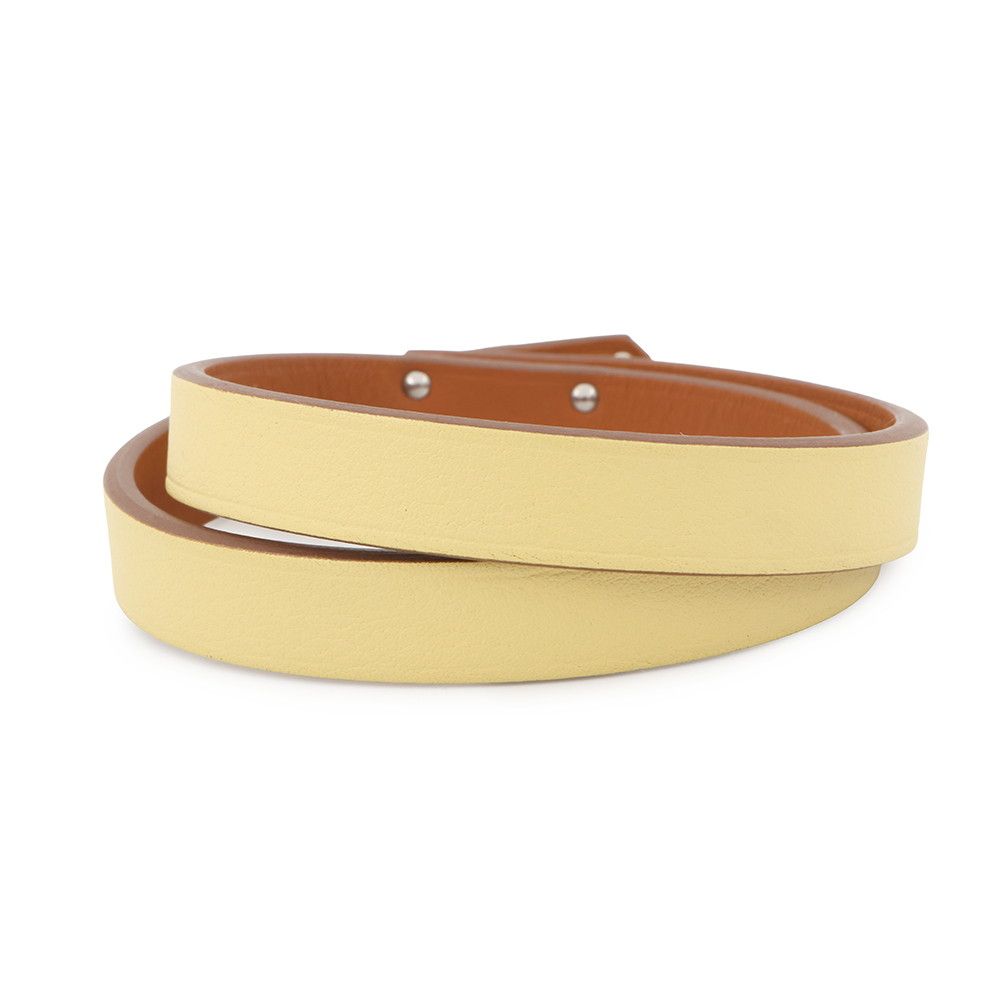 Hermes Bracelet Kelly Double Tour Jaune Poussin Silver Swift T2 — view 3