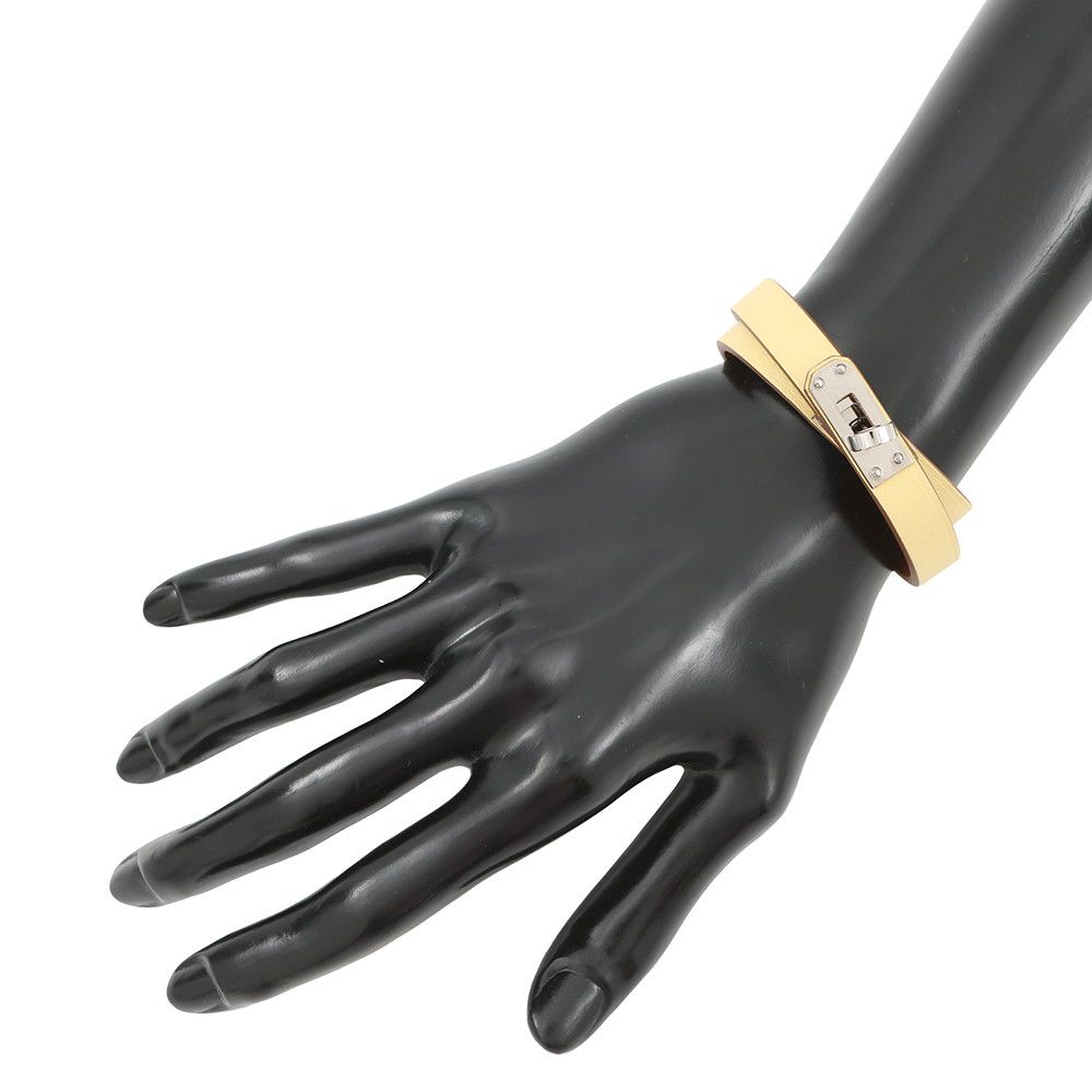 Hermes Bracelet Kelly Double Tour Jaune Poussin Silver Swift T2 — view 4