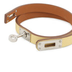 Hermes Bracelet Kelly Double Tour Jaune Poussin Silver Swift T2 — view 5