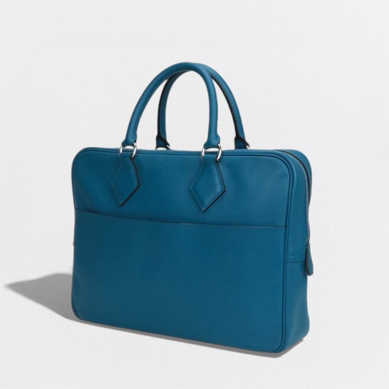 Hermes Plume Dock 38 Bag Business Briefcase Evercolor Blue — view 3