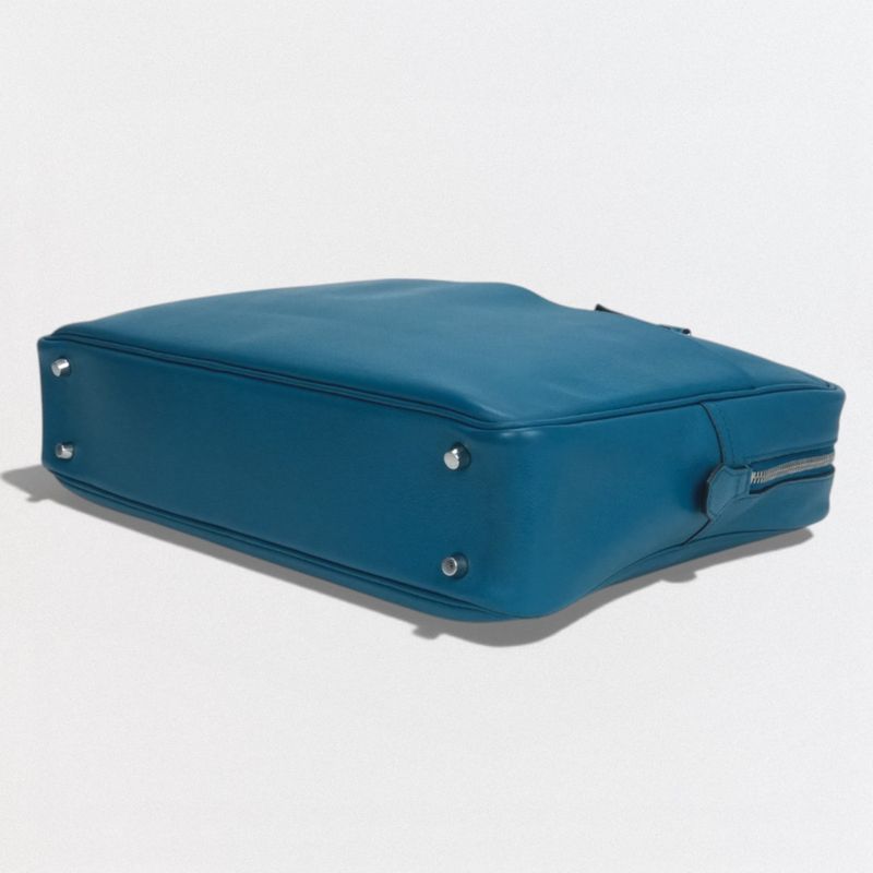 Hermes Plume Dock 38 Bag Business Briefcase Evercolor Blue — view 6