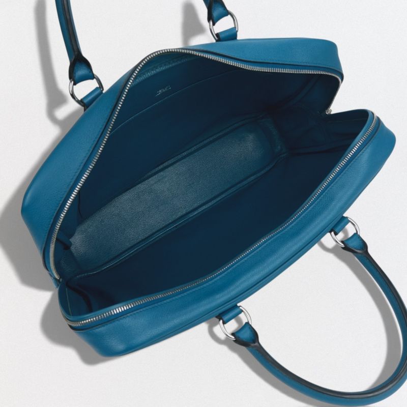 Hermes Plume Dock 38 Bag Business Briefcase Evercolor Blue — view 9