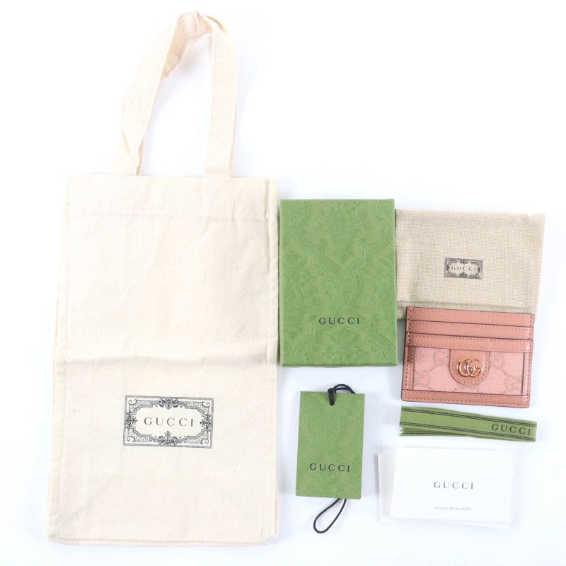 Gucci Leather GG Canvas Pattern Card Case Pass Pink Box Storage — view 3