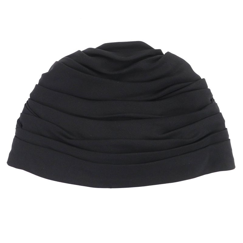 Chanel 100% Silk Turban Hat With Coco Mark Hardware Black Gold — view 5