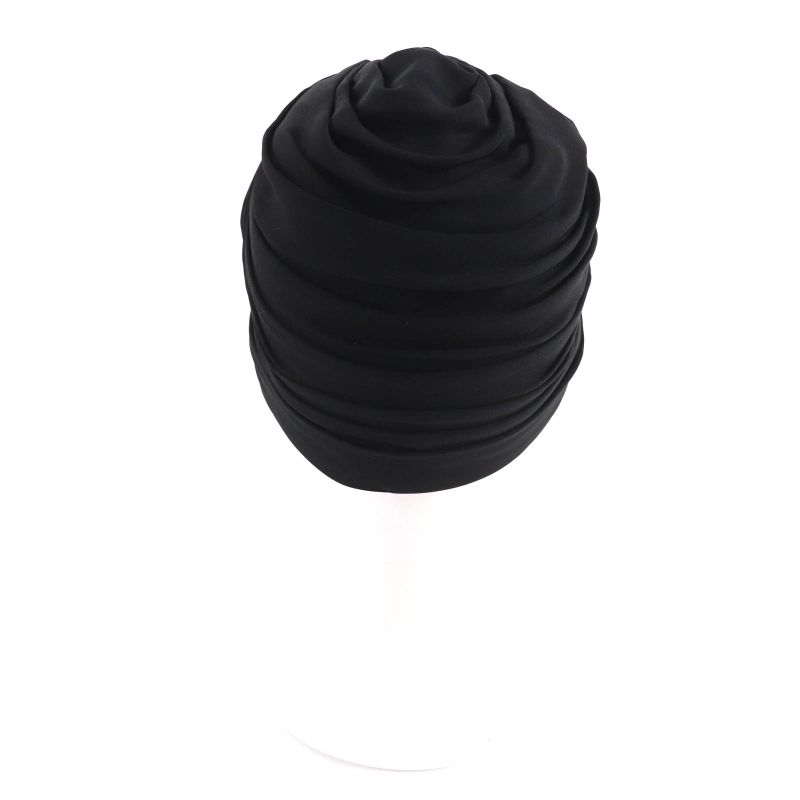 Chanel 100% Silk Turban Hat With Coco Mark Hardware Black Gold — view 3