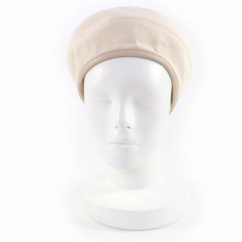Hermes Saint Honore 100% Cotton Silver Hardware Serie Leather Beret — view 2
