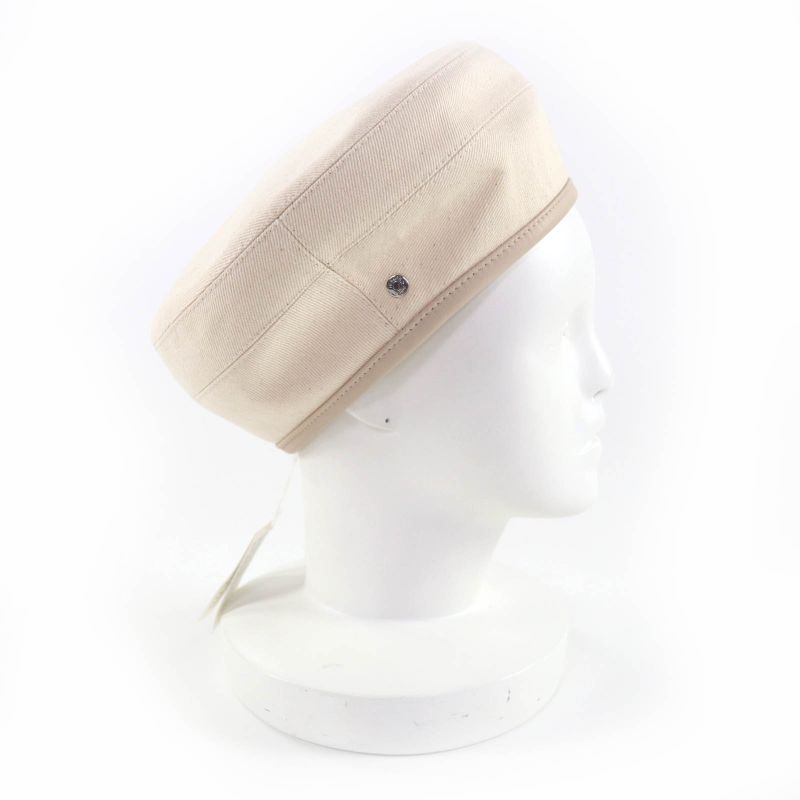 Hermes Saint Honore 100% Cotton Silver Hardware Serie Leather Beret — view 5
