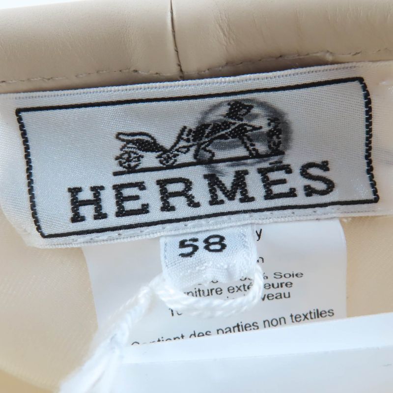 Hermes Saint Honore 100% Cotton Silver Hardware Serie Leather Beret — view 8