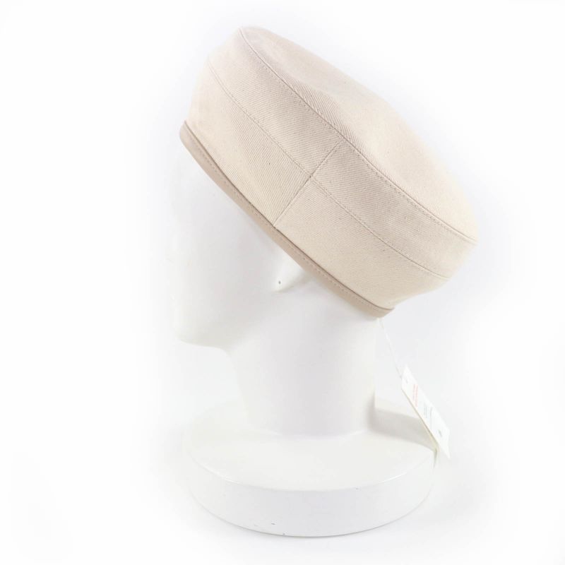Hermes Saint Honore 100% Cotton Silver Hardware Serie Leather Beret — view 3