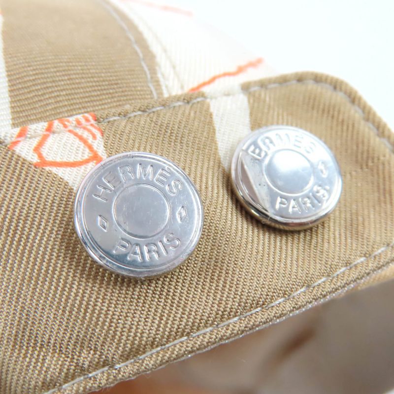 Hermes Davis Jungle Love 100% Silk Cap Hat With Serie Button Brown 59 — view 7