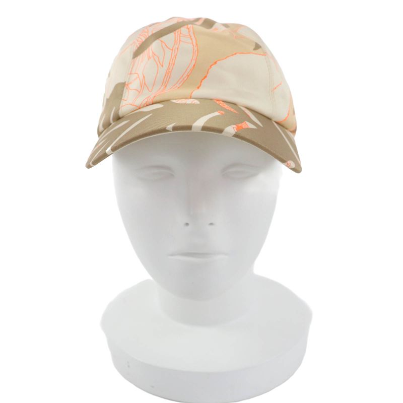 Hermes Davis Jungle Love 100% Silk Cap Hat With Serie Button Brown 59 — view 2