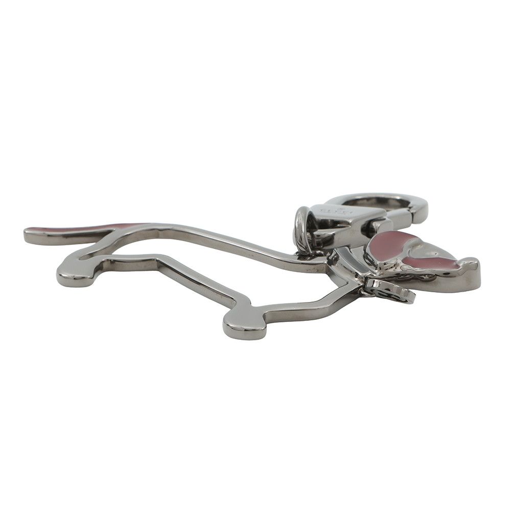 Gucci Key Holder Interlocking Dog Chain Metal Charm Black Red — view 2