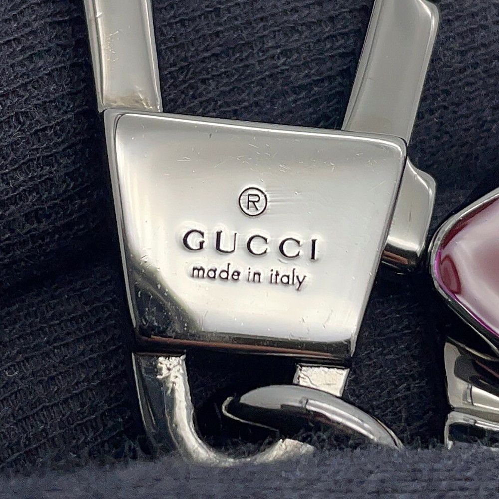 Gucci Key Holder Interlocking Dog Chain Metal Charm Black Red — view 7