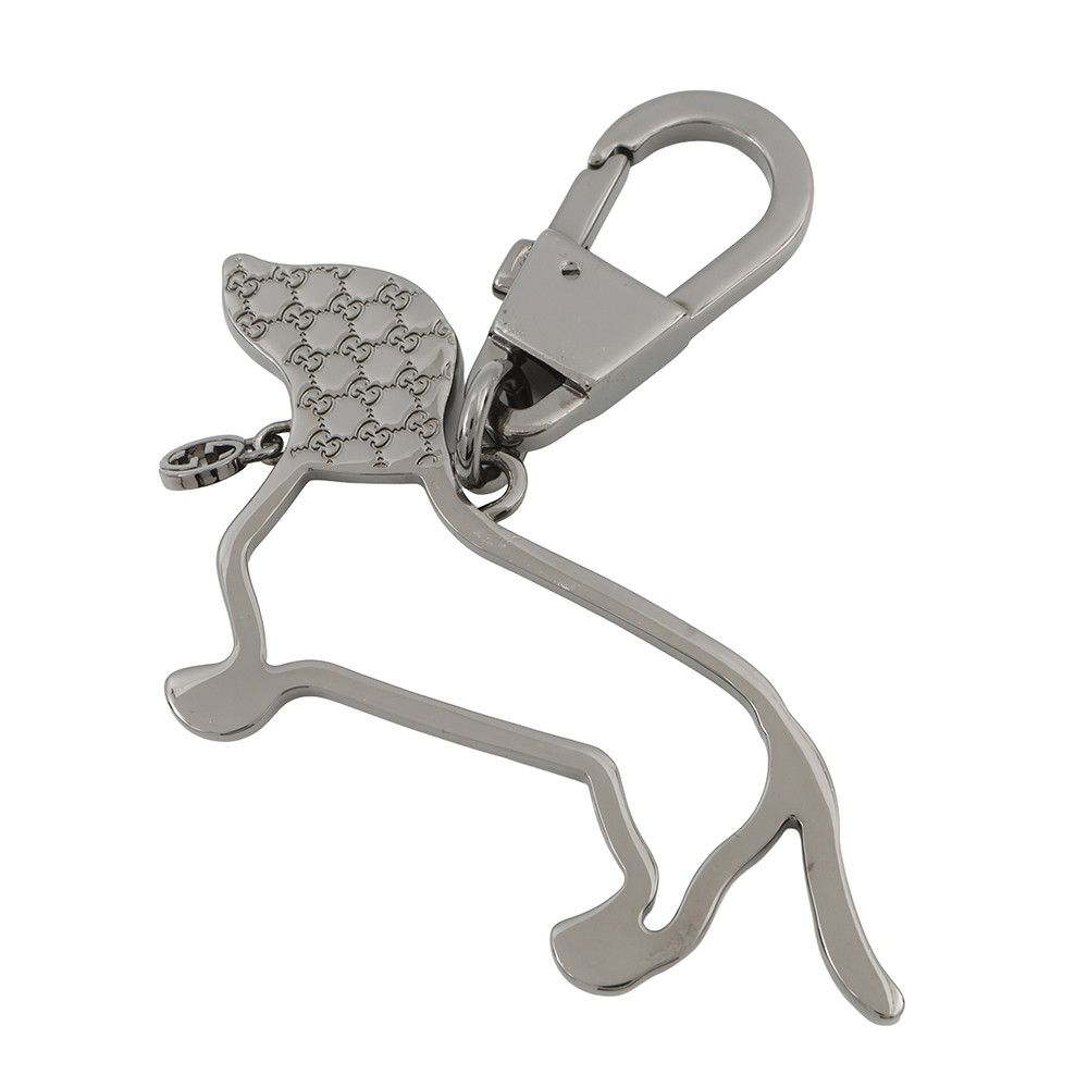 Gucci Key Holder Interlocking Dog Chain Metal Charm Black Red — view 3