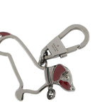 Gucci Key Holder Interlocking Dog Chain Metal Charm Black Red — view 4