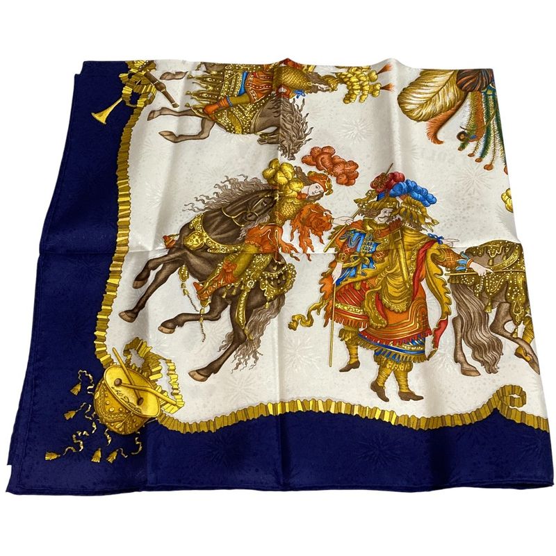 Hermes 90 LES Fetes DU ROI Soleil Celebration Of The Sun King Silk Scarf Navy — view 5
