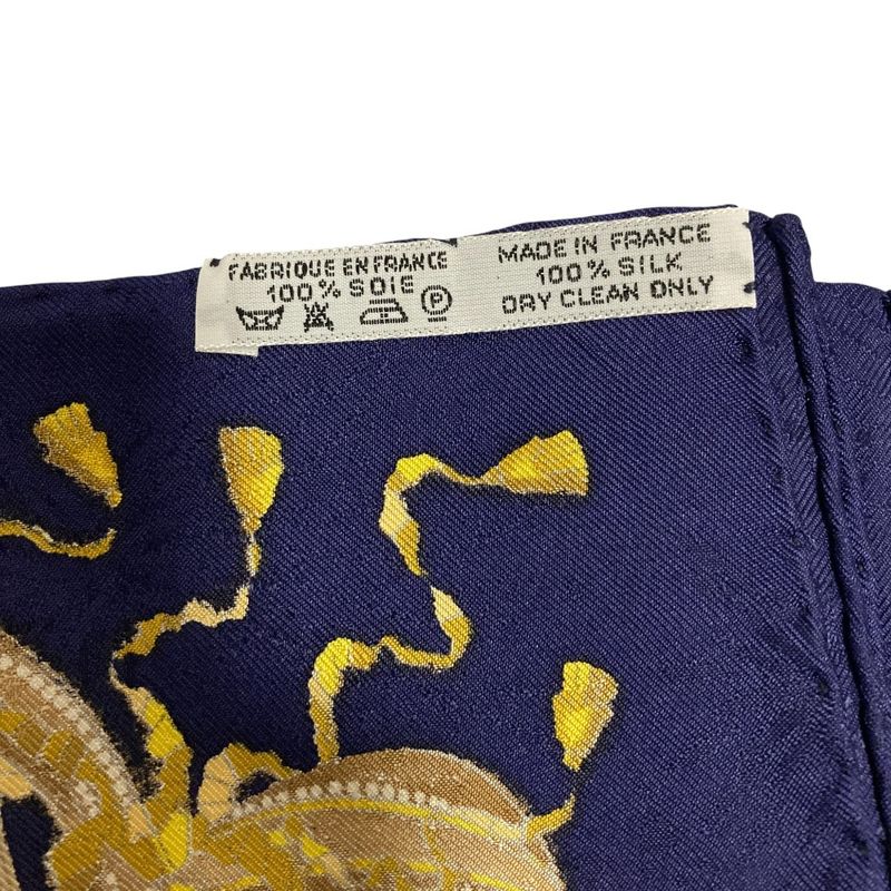 Hermes 90 LES Fetes DU ROI Soleil Celebration Of The Sun King Silk Scarf Navy — view 7