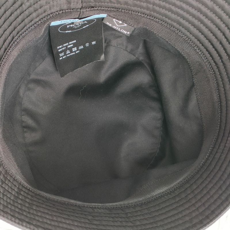 Prada 2022 Triangle Logo Renylon Bucket Hat 1 Hc137 Size S Black — view 7