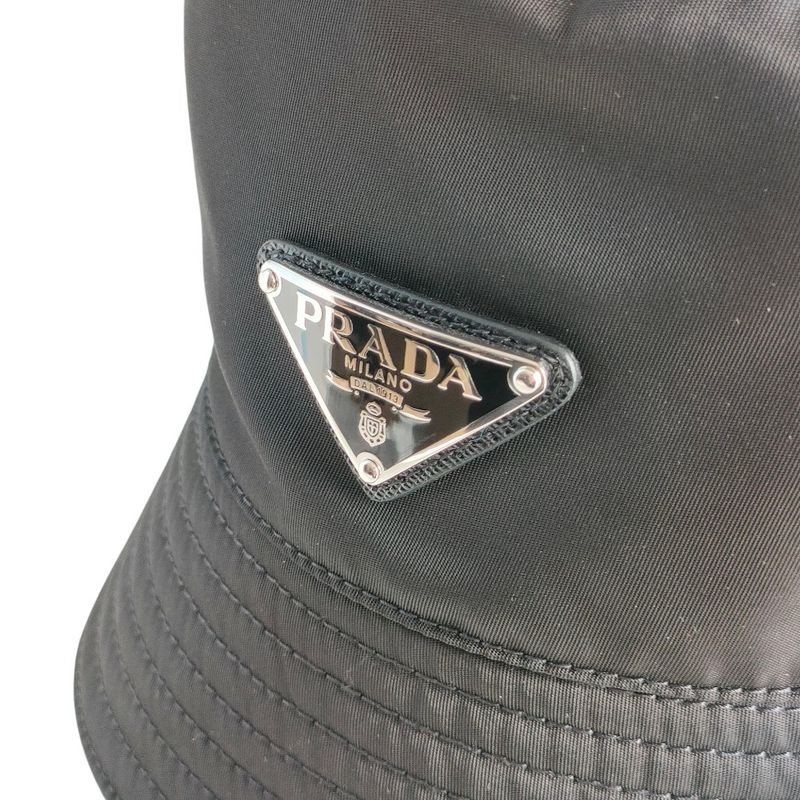 Prada 2022 Triangle Logo Renylon Bucket Hat 1 Hc137 Size S Black — view 6