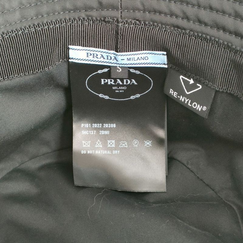 Prada 2022 Triangle Logo Renylon Bucket Hat 1 Hc137 Size S Black — view 9