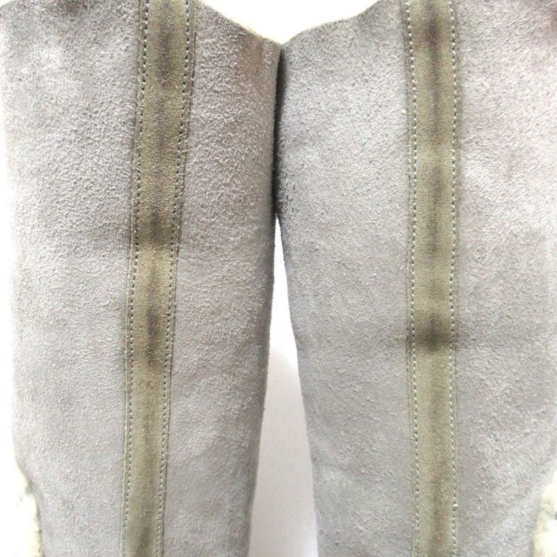 Chanel Sports Coco Mark Shearling Boots Size 36 Gray — view 5