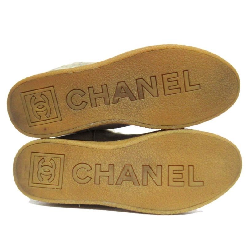 Chanel Sports Coco Mark Shearling Boots Size 36 Gray — view 8