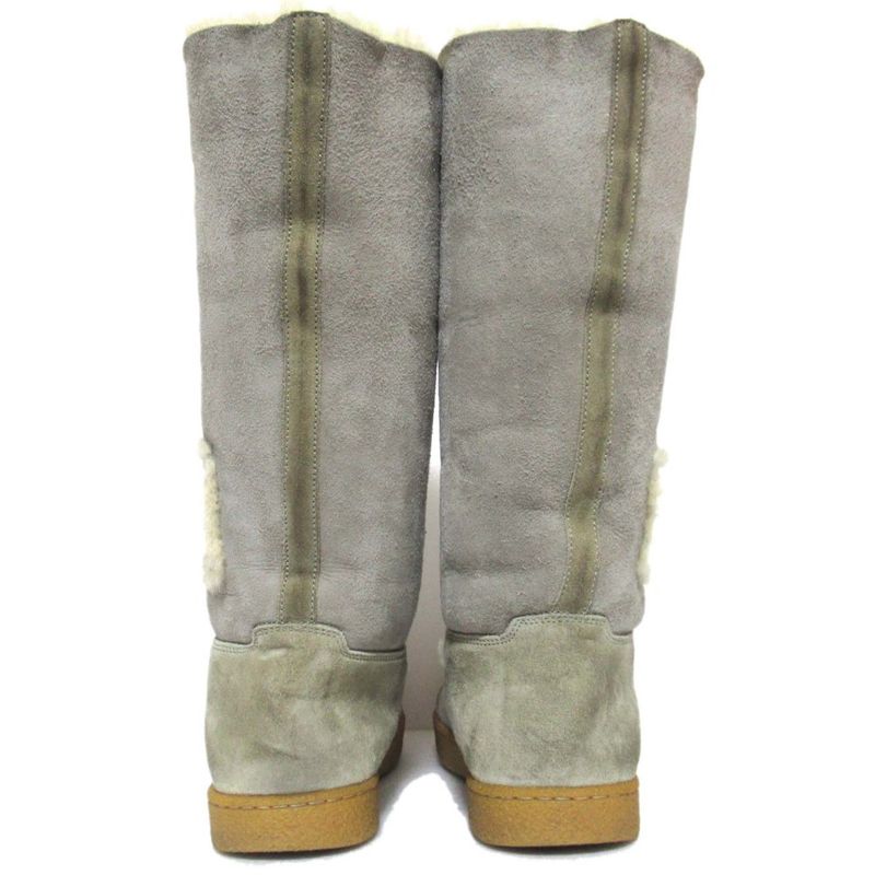Chanel Sports Coco Mark Shearling Boots Size 36 Gray — view 4