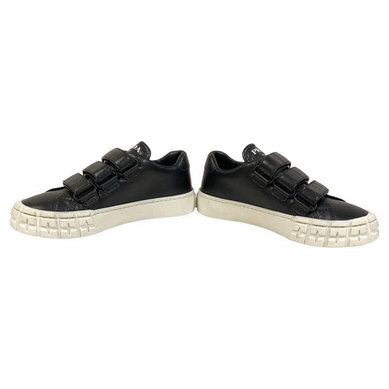 Prada Leather Velcro Sneakers Size 34.5 Black White — view 5