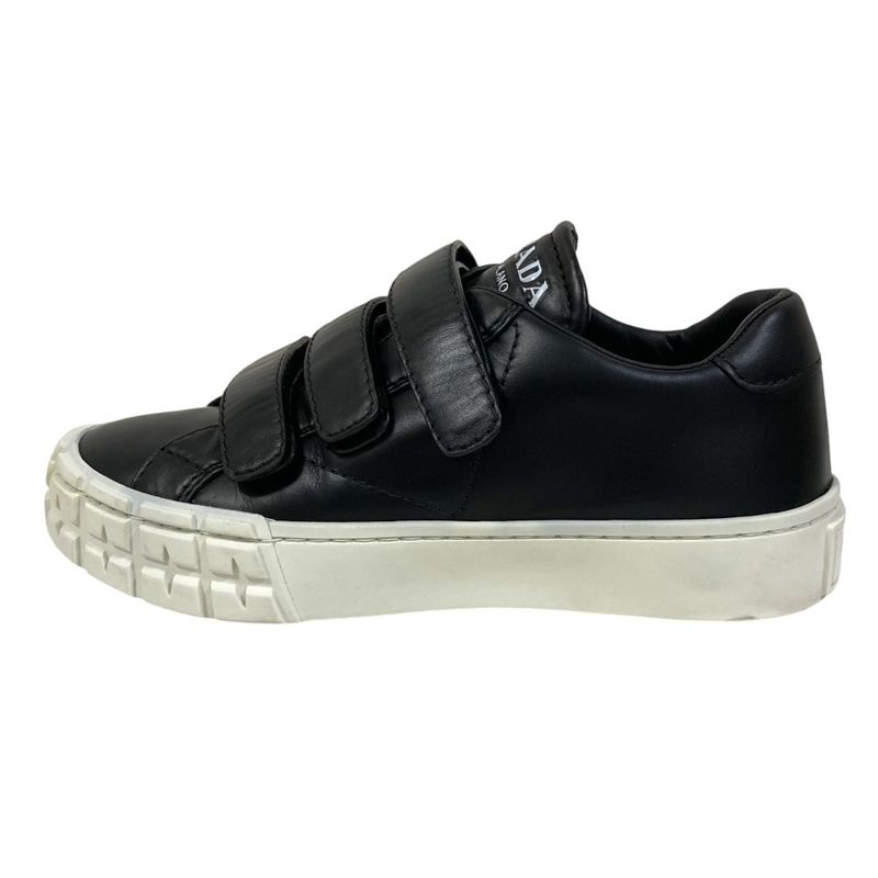Prada Leather Velcro Sneakers Size 34.5 Black White — view 2