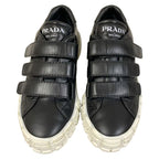 Prada Leather Velcro Sneakers Size 34.5 Black White — view 3