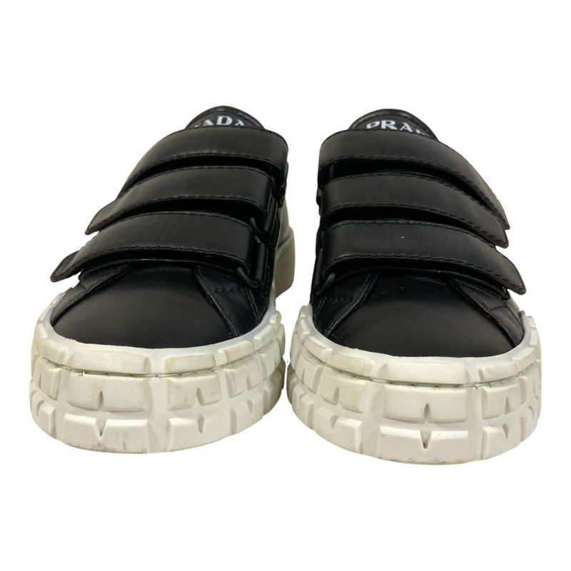 Prada Leather Velcro Sneakers Size 34.5 Black White — view 4