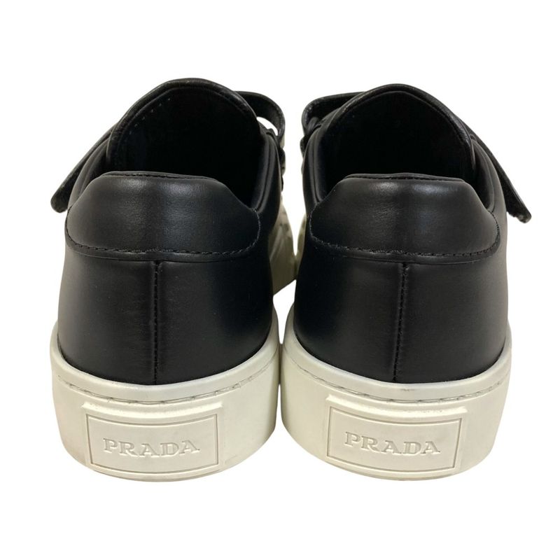 Prada Leather Velcro Sneakers Size 34.5 Black White — view 6