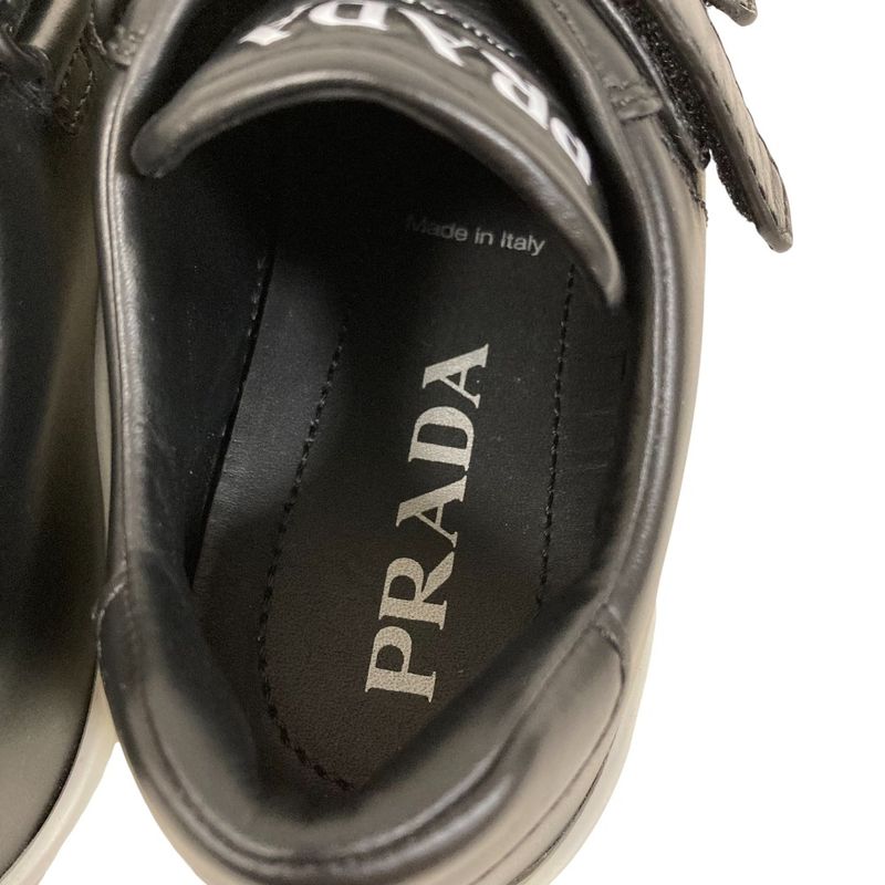 Prada Leather Velcro Sneakers Size 34.5 Black White — view 8