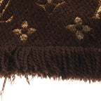 Louis Vuitton Echarpe Logomania Shine Wool Silk Fringe Scarf Brown Is0262 — view 3