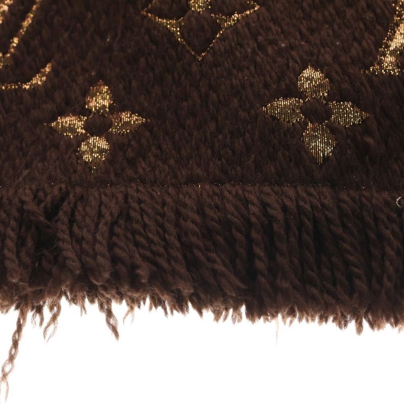 Louis Vuitton Echarpe Logomania Shine Wool Silk Fringe Scarf Brown Is0262 — view 3