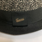 Gucci Herringbone Tweed Hat M Size Black — view 2