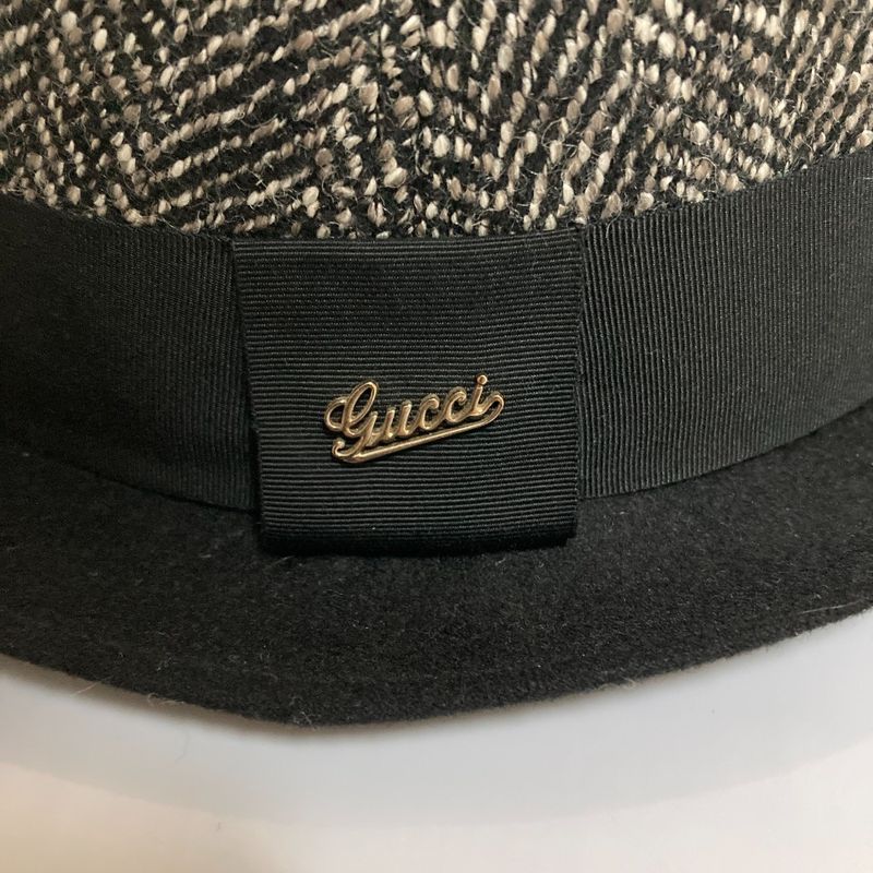 Gucci Herringbone Tweed Hat M Size Black — view 2