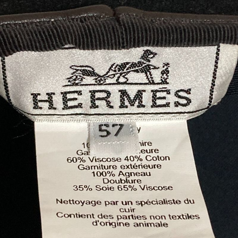 Hermes Serie Hardware 100% Cashmere Beret Hat Size 57 Black — view 7