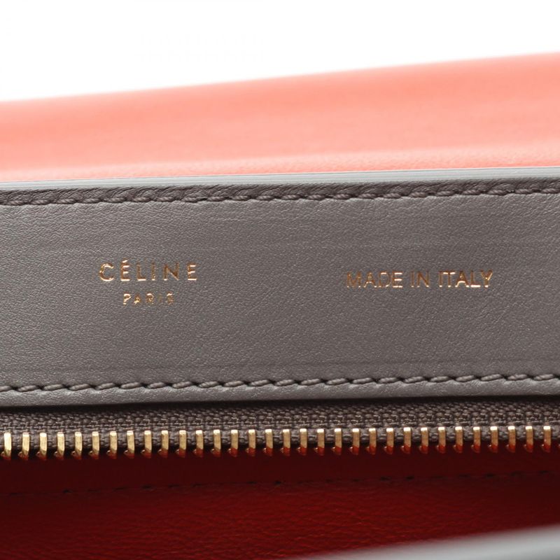 Celine Handbag Trapeze Medium Black Gray Orange Leather Suede — view 5