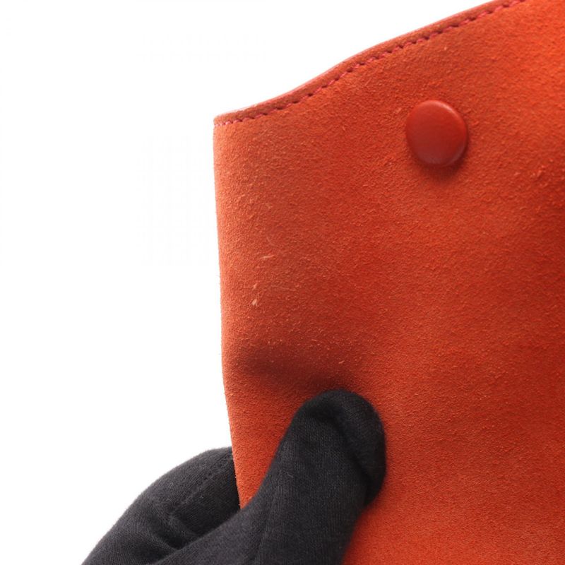 Celine Handbag Trapeze Medium Black Gray Orange Leather Suede — view 8