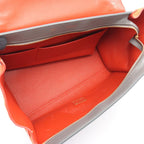 Celine Handbag Trapeze Medium Black Gray Orange Leather Suede — view 4