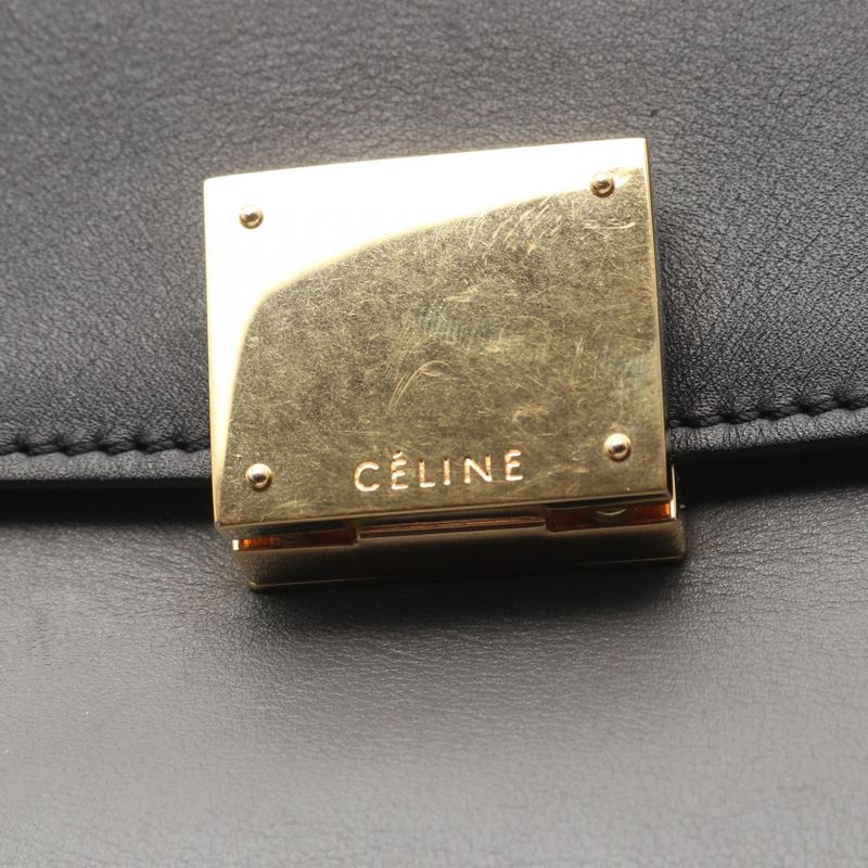 Celine Handbag Trapeze Medium Black Gray Orange Leather Suede — view 6