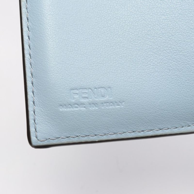 Fendi Trifold Wallet Logo 8 M0395 Light Blue Leather Rome Micro — view 5