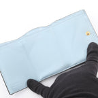 Fendi Trifold Wallet Logo 8 M0395 Light Blue Leather Rome Micro — view 3