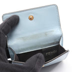 Fendi Trifold Wallet Logo 8 M0395 Light Blue Leather Rome Micro — view 6