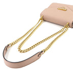 Prada Saffiano Chain Shoulder Bag Leather Beige 1 Bd200 Gold Hardware — view 7