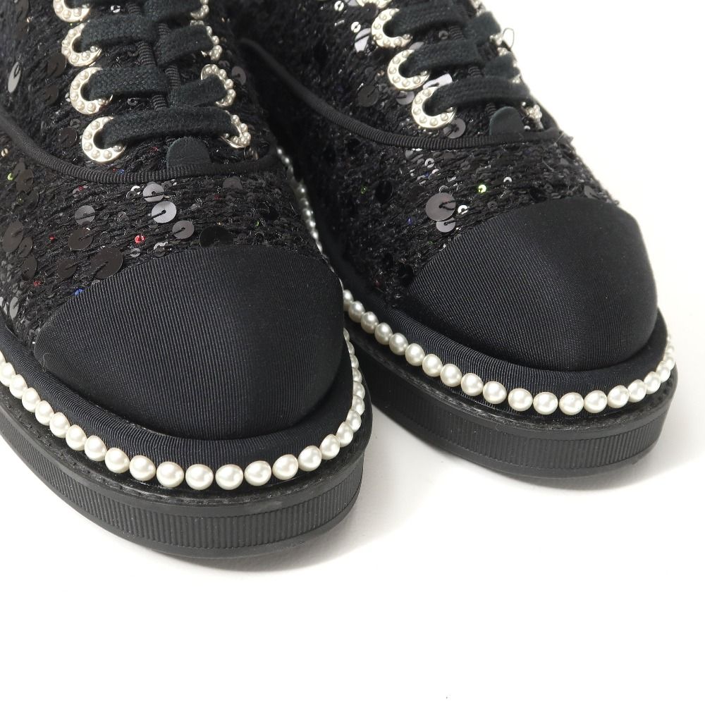 Chanel Sneakers 35 CC Logo Sequins Imitation Pearl — view 5