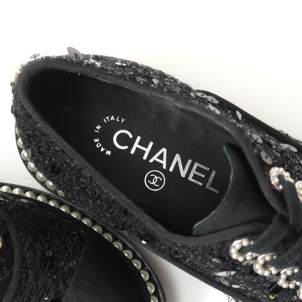 Chanel Sneakers 35 CC Logo Sequins Imitation Pearl — view 7